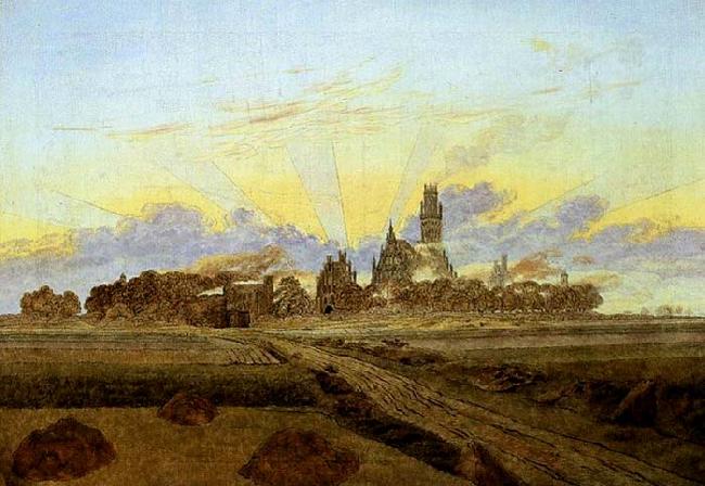 Caspar David Friedrich Neubrandenburg in Flames France oil painting art